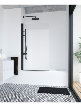 Mampara de ducha abatible negra - ON OFF fija y puerta abatible